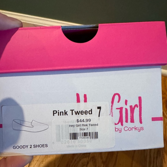 Hey Girl by Corkys Women’s Pink Tweed Loafers size 7. NIB - Picture 5 of 5